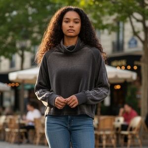 😻 3/$30 Adidas Cropped Velour Cowlneck Sweatshirt size Medium